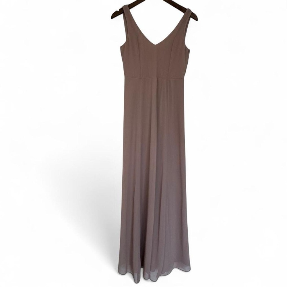 Small Show Me Your Mumu Sleek Tan Taupe Maxi Flowy V-Neck Sleeveless Dress Chic